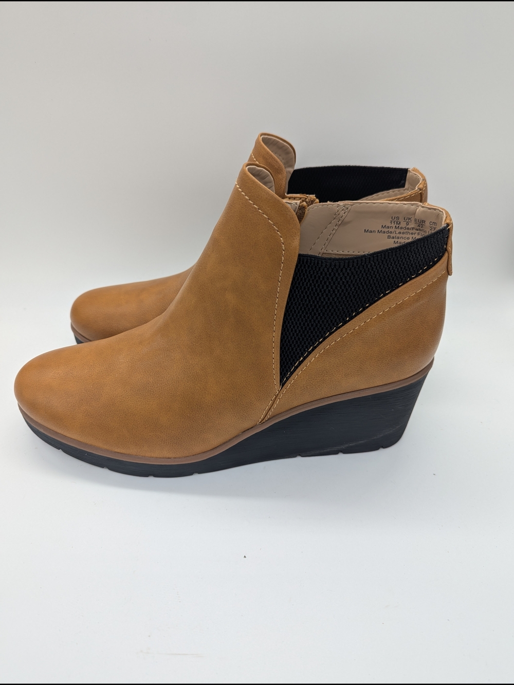 SOUL Naturalizer Tan Wedge Ankle Booties Light Toffee Brown US 11 NWOT
